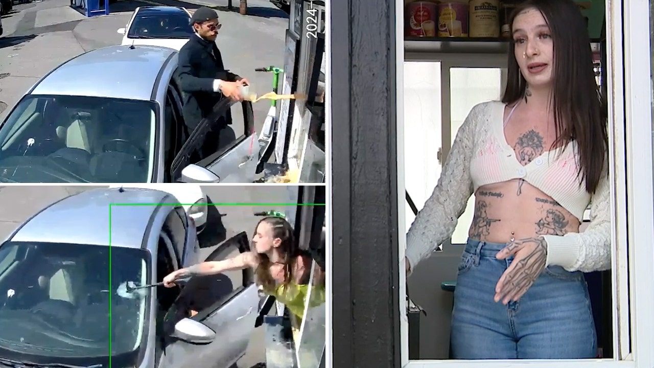 Bikini Clad Barista Takes Hammer To Customer S Windshield After He   Bikini Clad Barista Takes Hammer To Customers Windshield After He Throws 