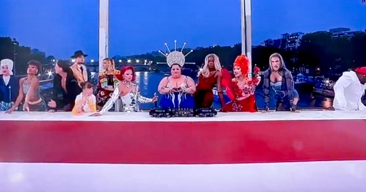 Drag performance resembling Last Supper at Olympic opening ceremony