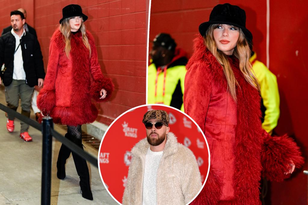 Taylor Swift arrives at Chiefs vs. Texans game coordinating with Travis  Kelce in festive fur coat – DNyuz