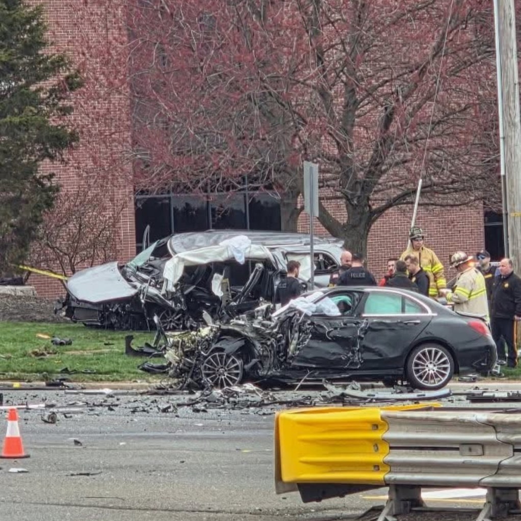 Two of the four cars involved in the accident were completely totaled,  with the doors completely blown off on vehicle.
