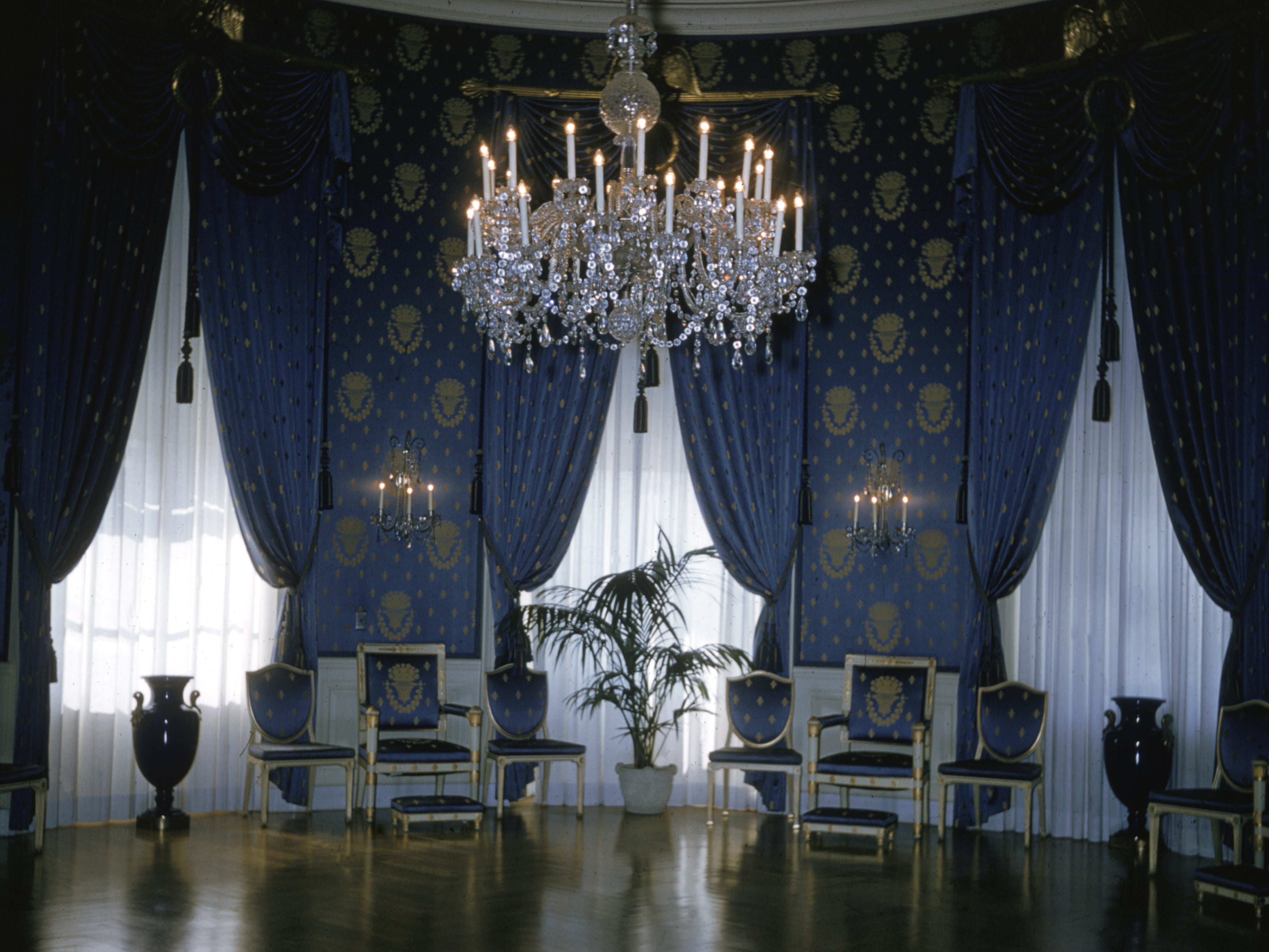 The Blue Room in the White House in the 1970s.