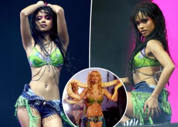 Tyla pays homage to Britney Spears’ iconic 2001 VMAs ‘I’m a Slave 4 U’ look for Coachella 2025 performance