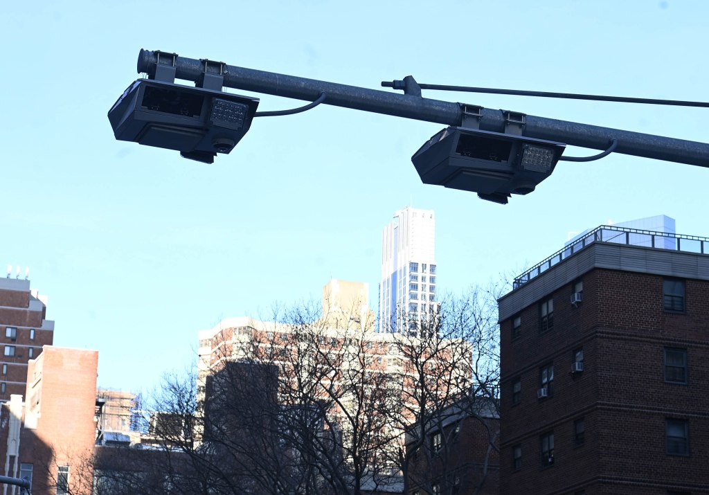 Congestion pricing scanners near toll -zone border at 10th Avenue and West 60th Street.