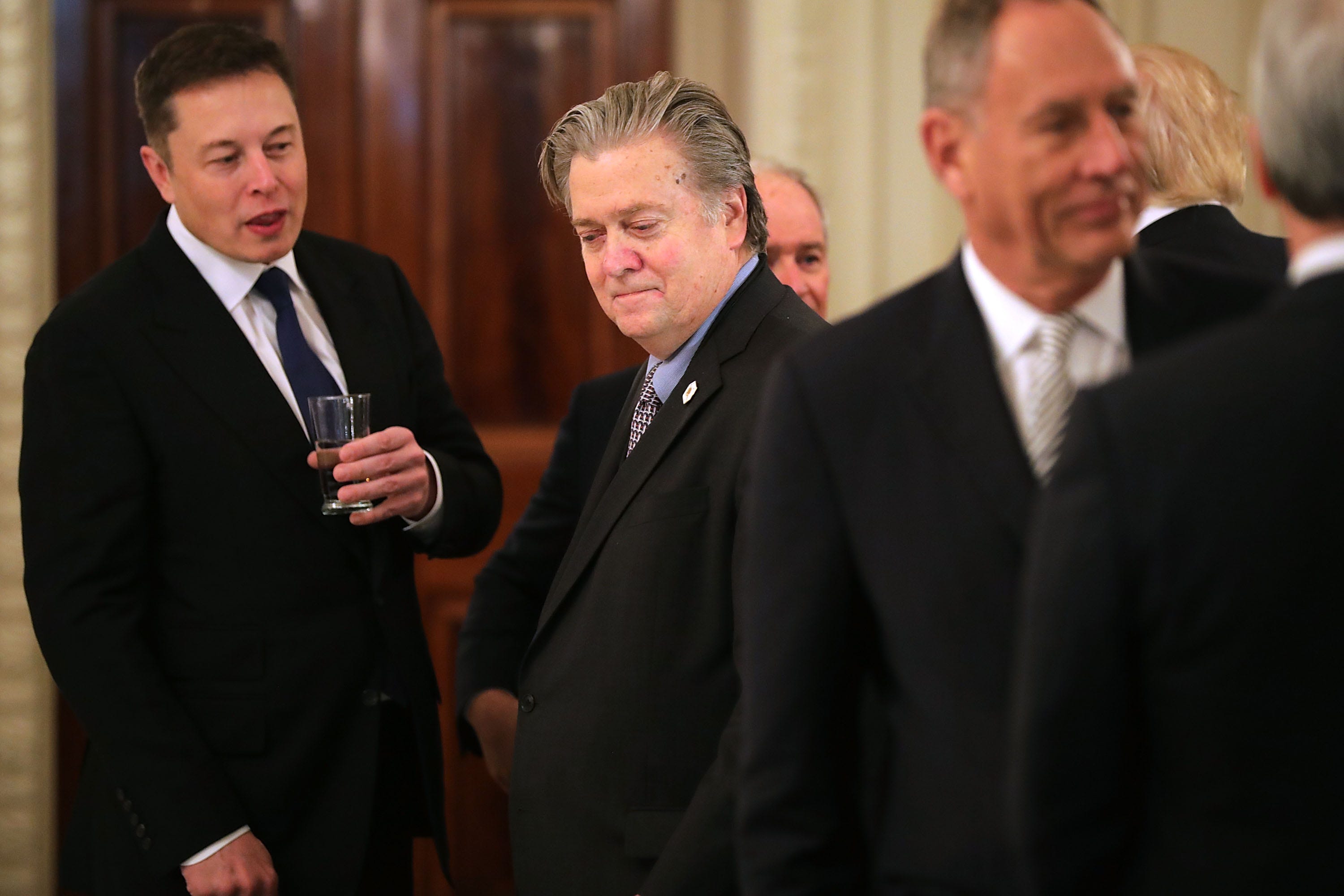 Elon Musk and Steve Bannon in 2017