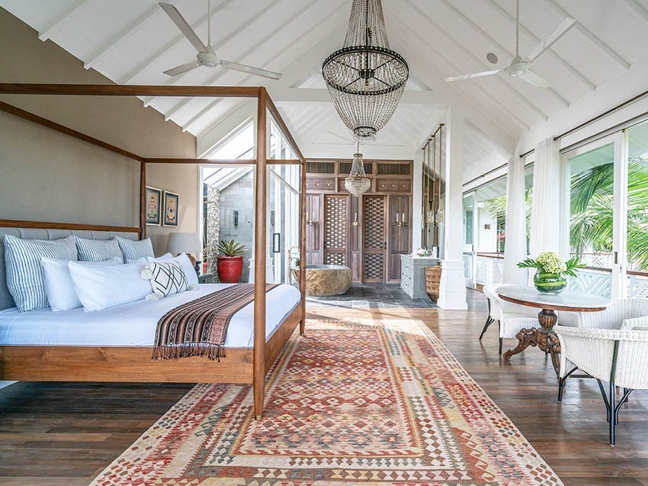 A bedroom in the villa.