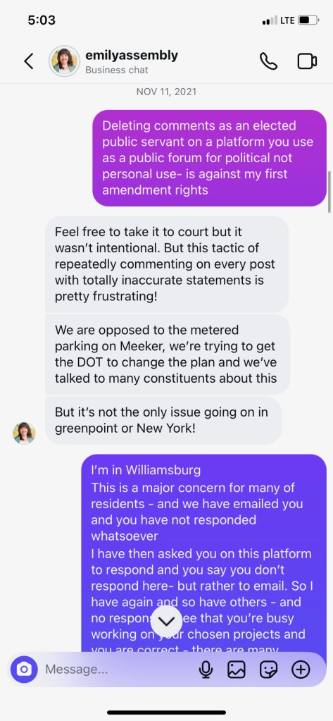 A screenshot of a chat between Meyerson and Gallagher.