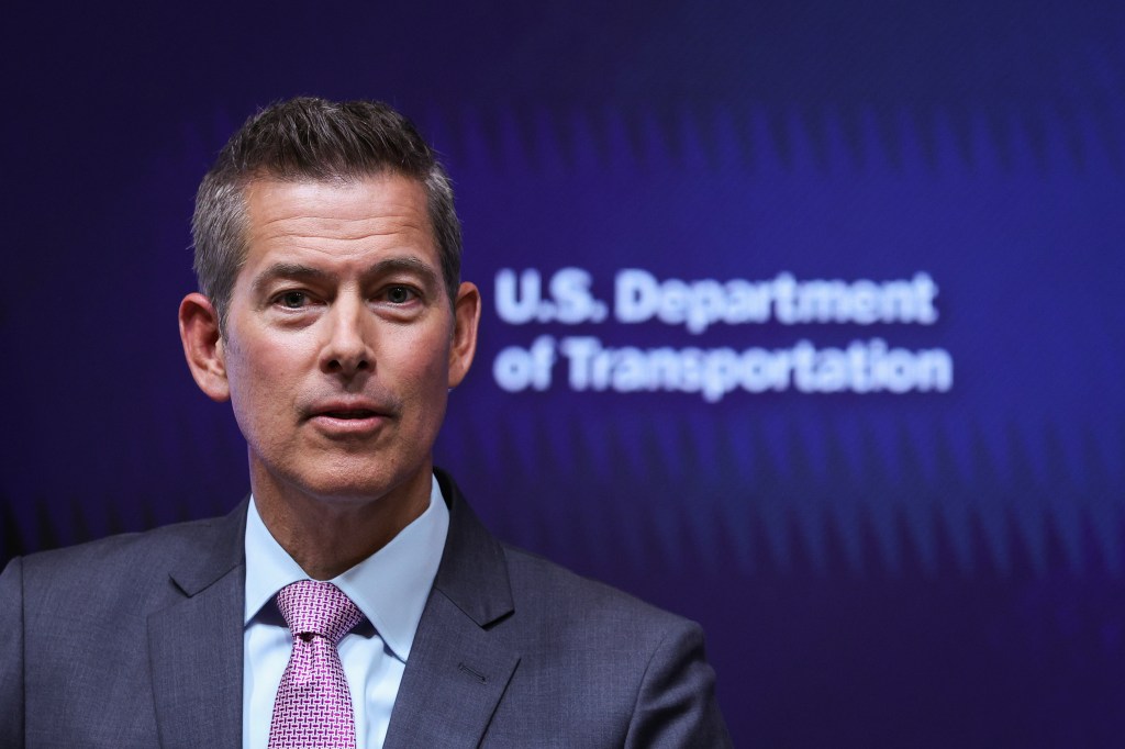 Transportation Secretary Sean Duffy speaks at a press conference at the Department of Transportation on March 11, 2025 in Washington, DC. 