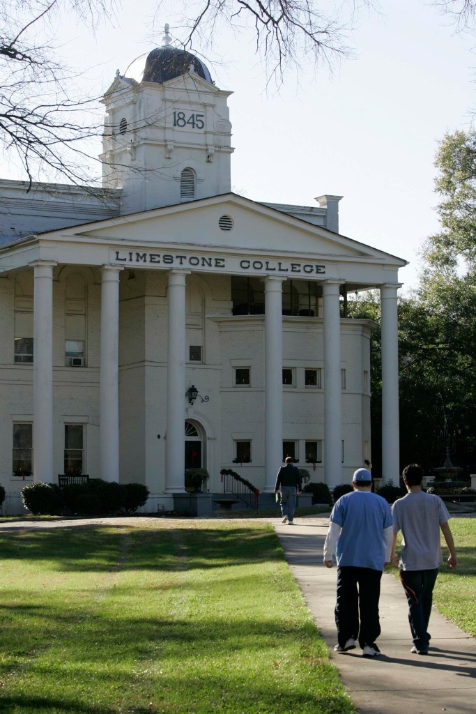Limestone College students walking across campus on December 11, 2006, a day after fellow student Zachary Donald Dunlevy's passing