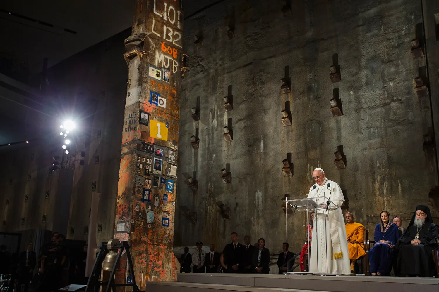 Pope Francis speaks at the 9/11 Memorial