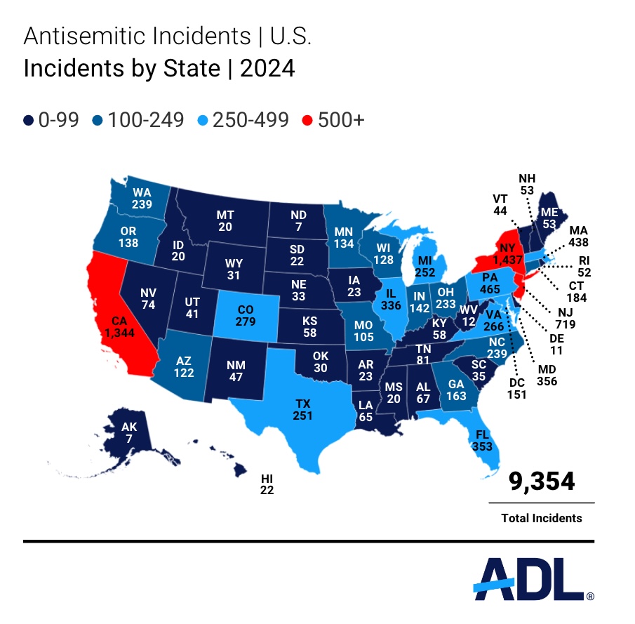 Record number antisemitic incidents reported in US in 2024, mostly to hatred of Israel: report
