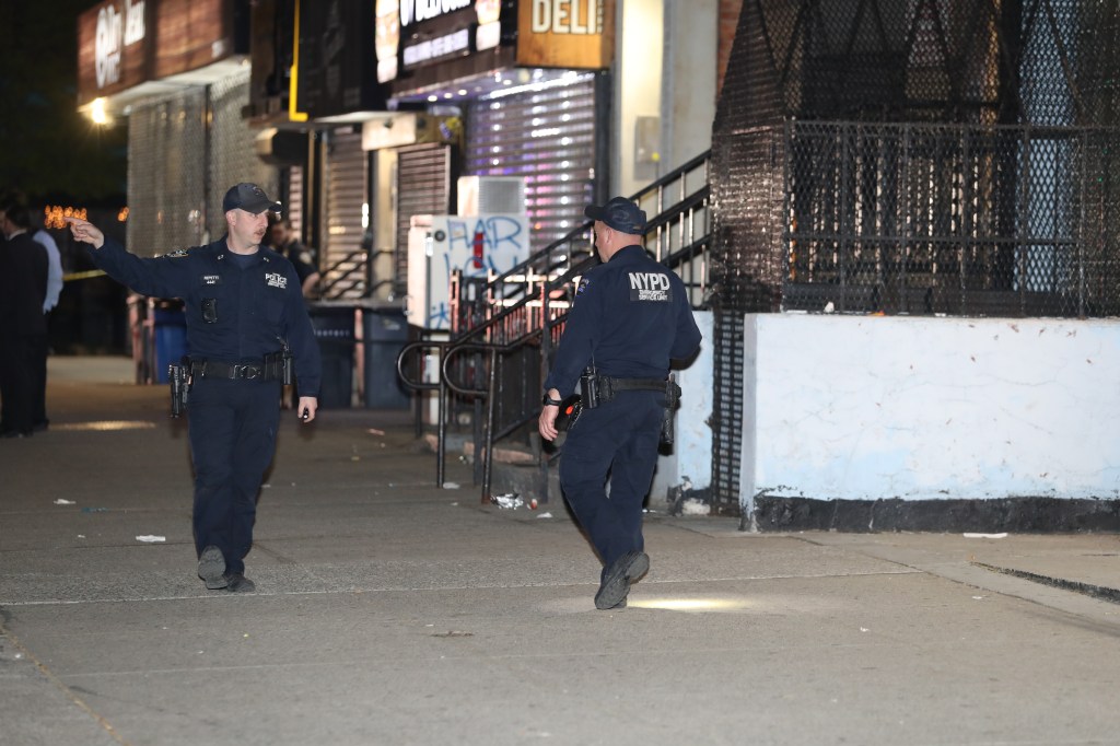 Police at the scene of the shooting