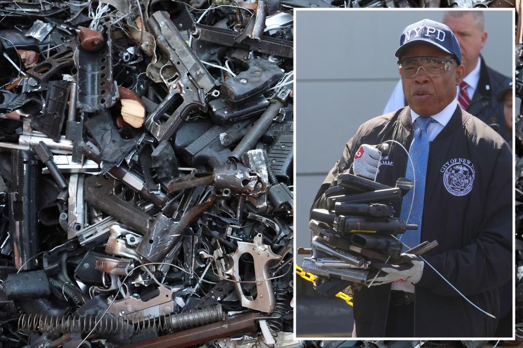 NYC crushes 3,600 seized guns in wood-chipper machine – and the scraps will be used for a memorial of gun violence victims