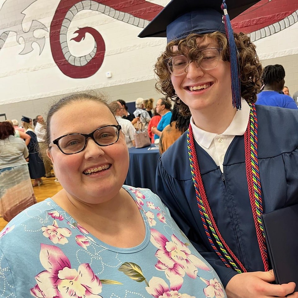 Alejandro Gonzalez with his mother, Renee, after graduating from the Saginaw Arts and Sciences Academy in June 2022.