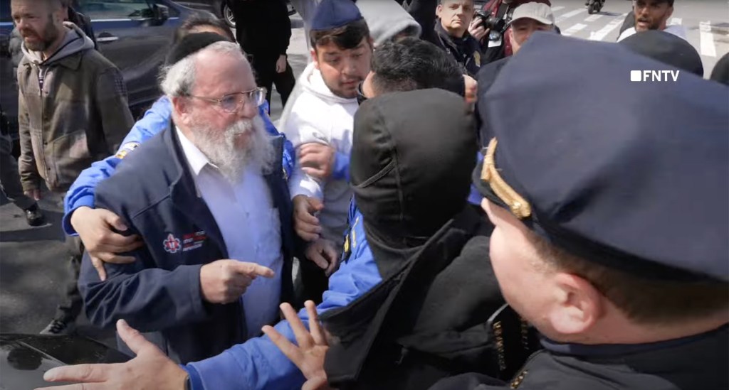 Protesters clash in Brooklyn.