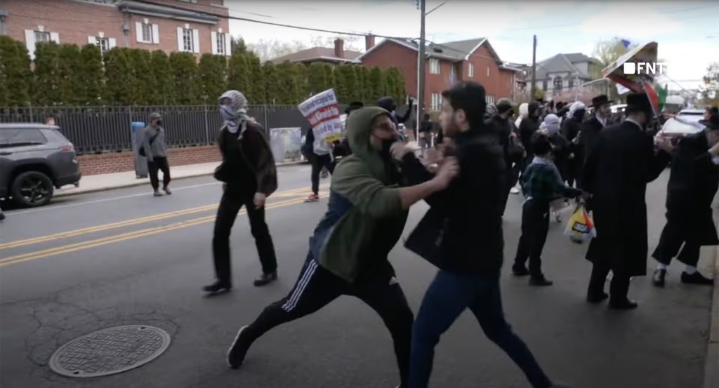 Protesters clash in Brooklyn.