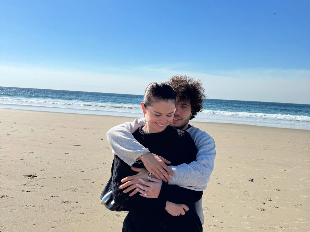 Selena Gomez and Benny Blanco on the beach. 