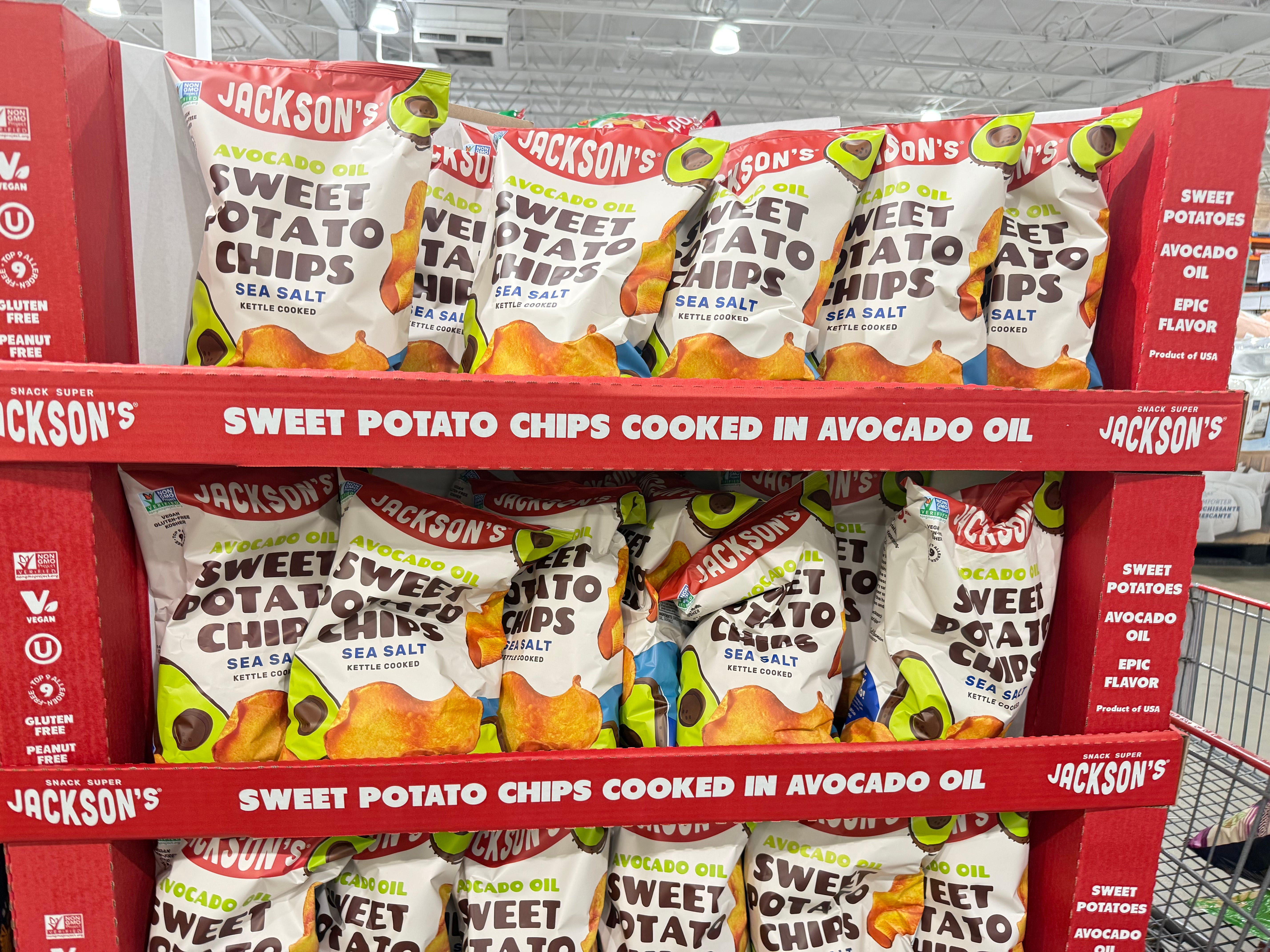 A display of Jackson's sweet potato chips.