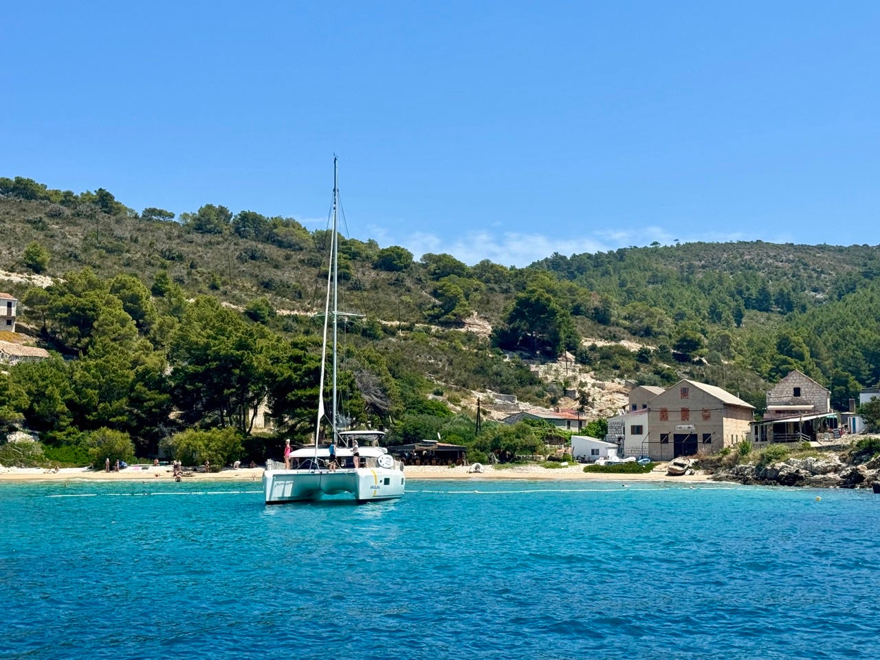 Catamaran in water in Croatia 