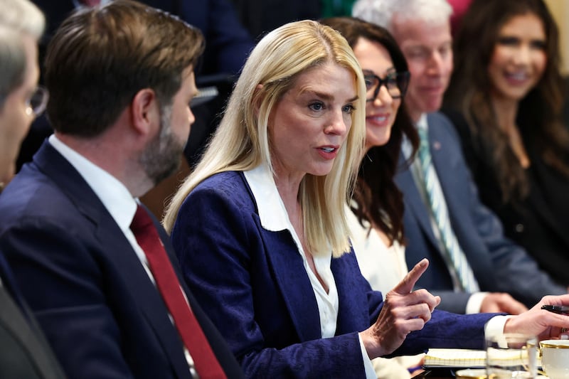 U.S. Attorney General Pam Bondi speaks during a cabinet meeting held by U.S. President Donald Trump at the White House.