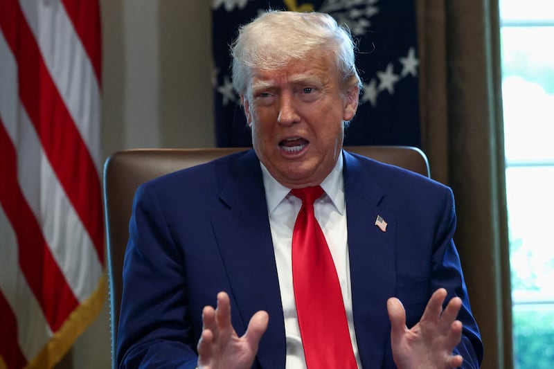 U.S. President Donald Trump speaks during a cabinet meeting at the White House in Washington, D.C.