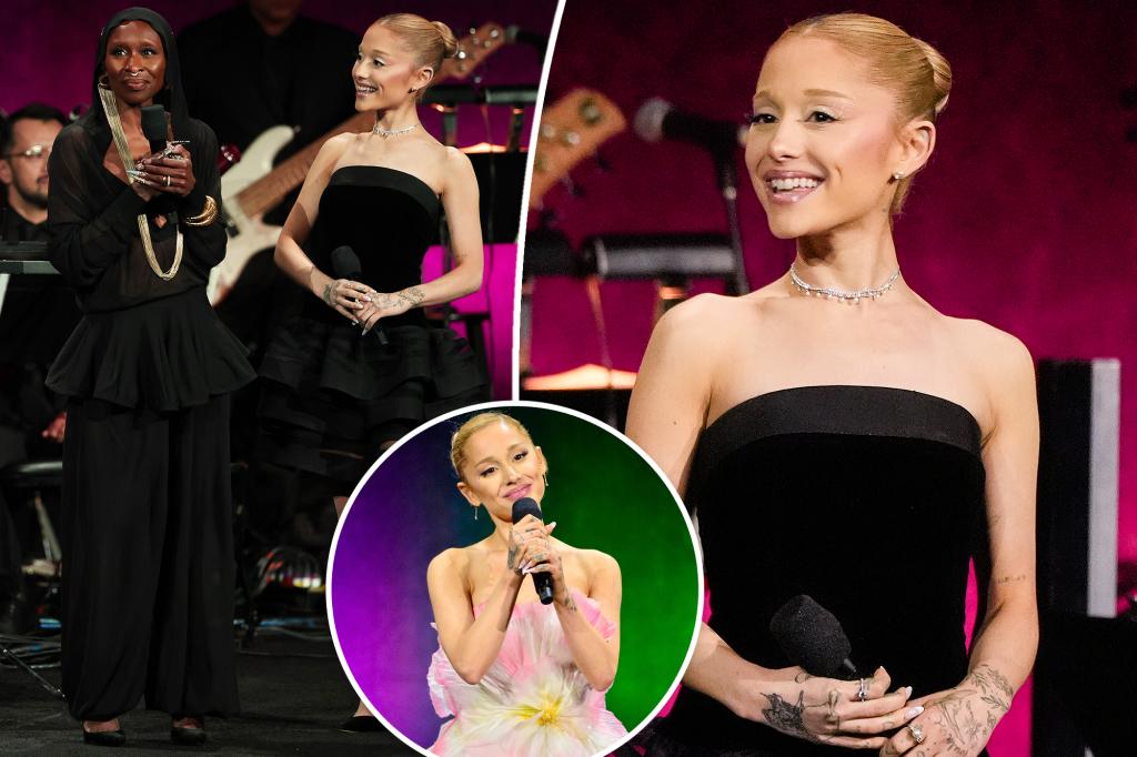 Ariana Grande ditches Glinda’s signature pink at CinemaCon ‘Wicked: For Good’ screening