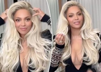 Beyoncé stuns in plunging black dress in Cécred video to promote haircare line’s Ulta launch
