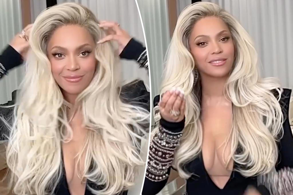 Beyoncé stuns in plunging black dress in Cécred video to promote haircare line’s Ulta launch