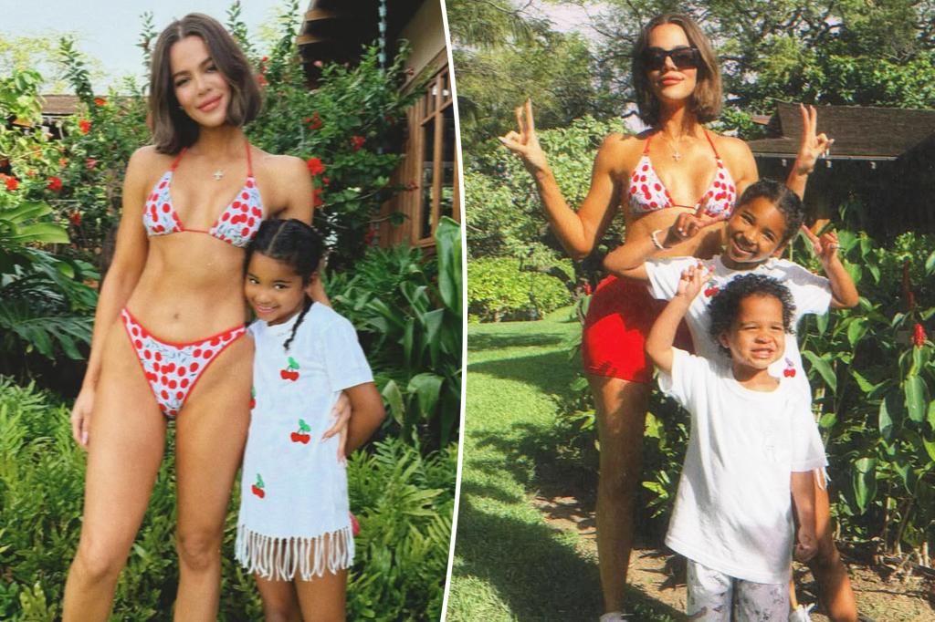 Bikini-clad Khloé Kardashian’s sculpted abs steal the show on family getaway with her kids