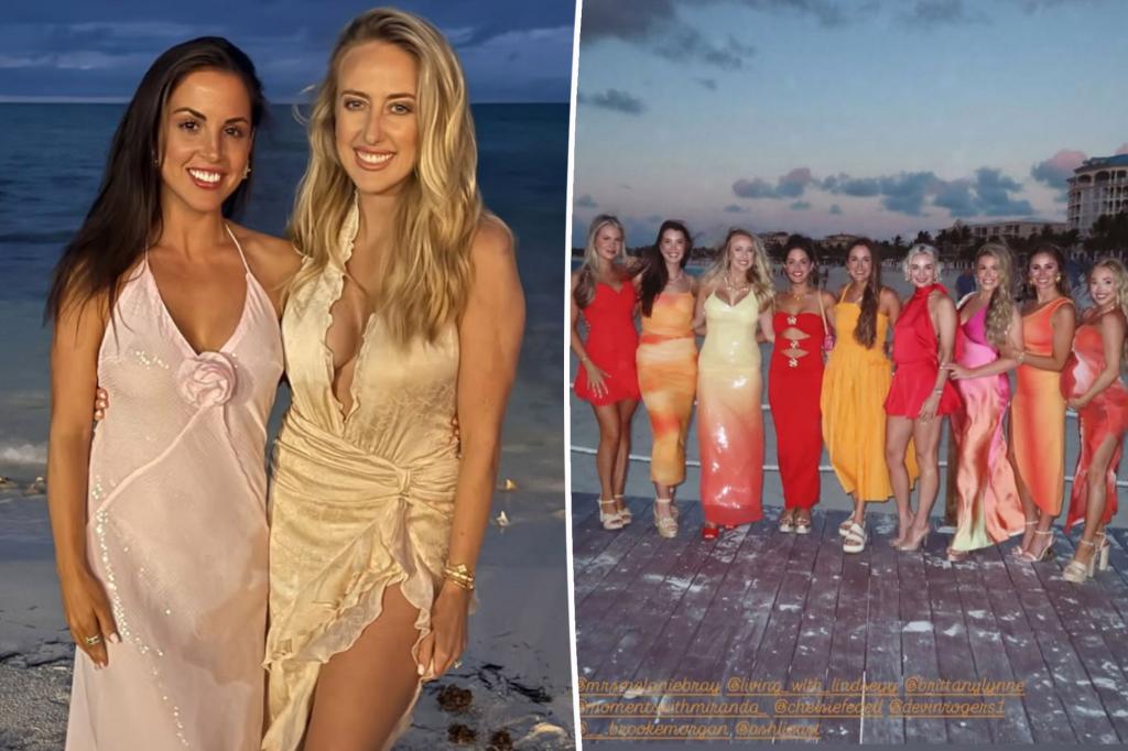 Brittany Mahomes hits the beach in plunging butter yellow dress with super-high slit