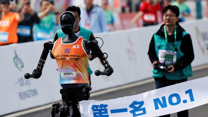 Chinese robots ran against humans in the world’s first humanoid half-marathon. They lost by a mile