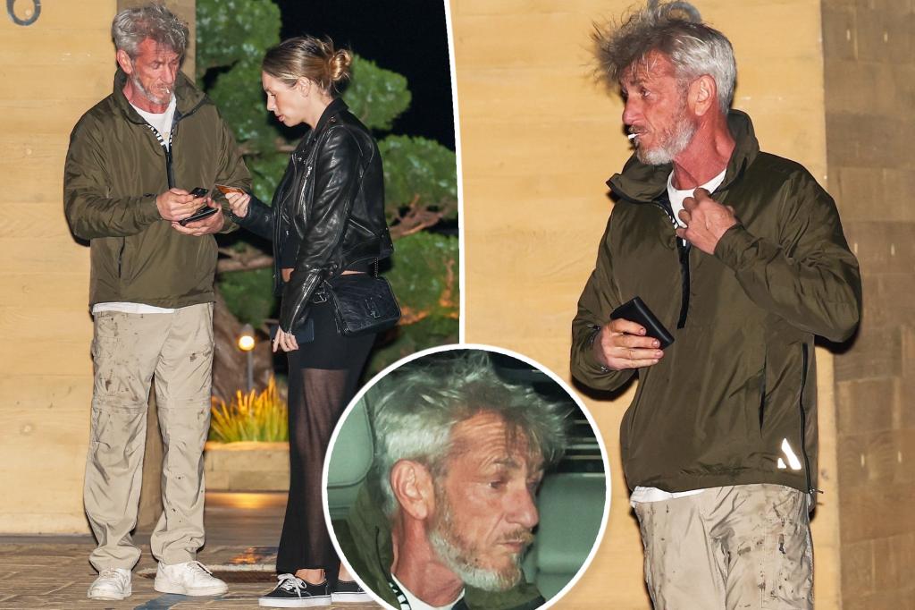 Disheveled Sean Penn puffs on cigarette during dinner with daughter at swanky LA hotspot