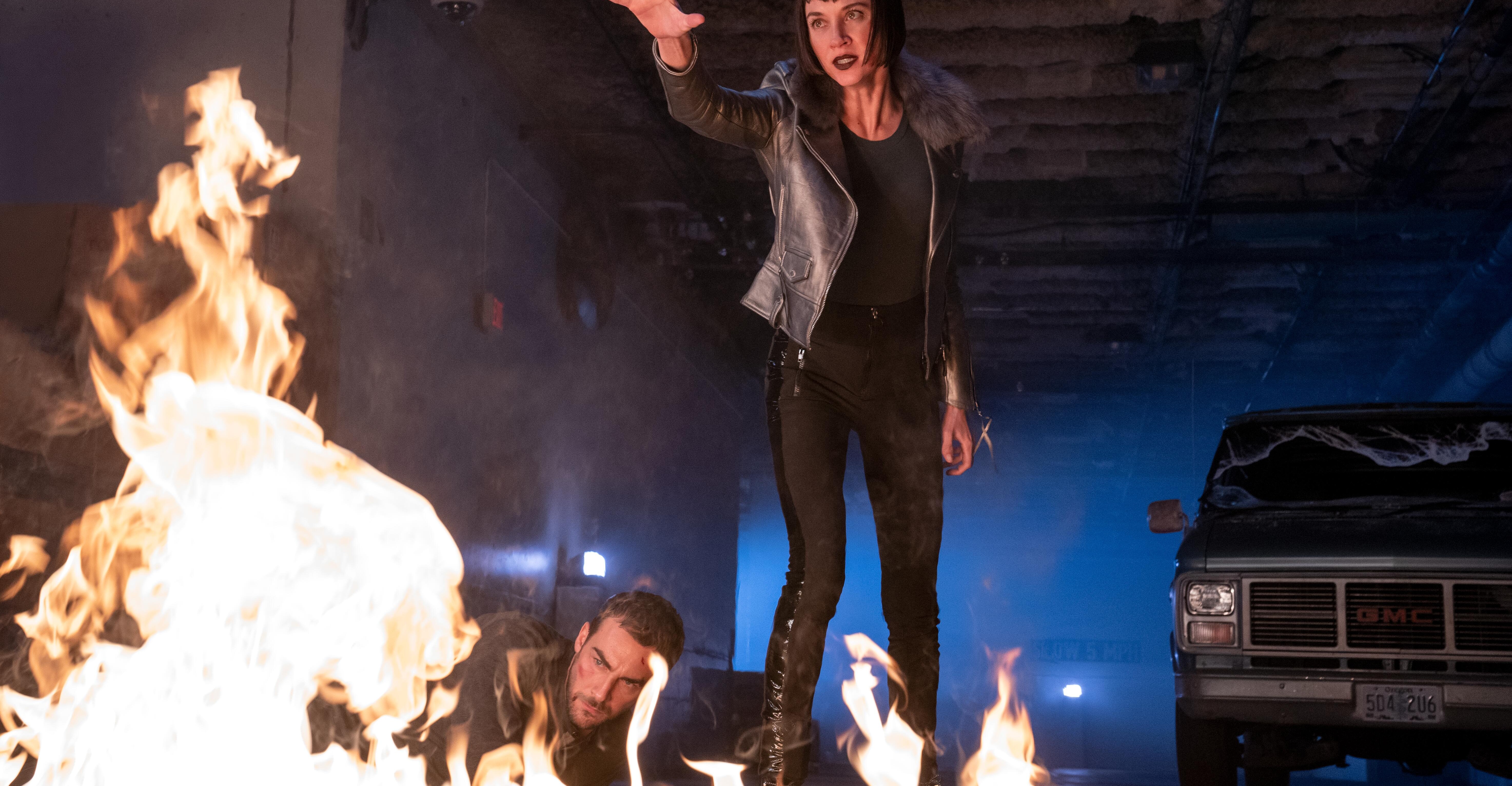 A dark force creates a melee forcing Hastings and Ana to work together. Daimon and Gabriella discover the events of the Blood Hotel are connected. The demon’s identity is revealed, shaking Ana and Daimon to their core. Yen gets the upper hand. Daimon Helstrom (Tom Austen) and Ana Helstrom (Sydney Lemmon), shown. 