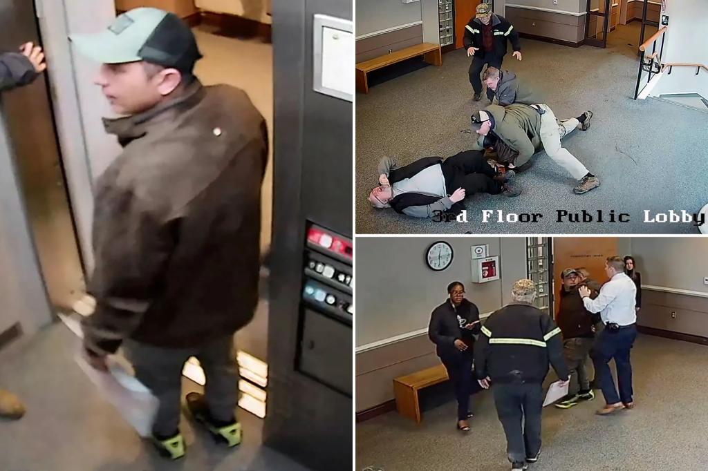 Fed agents tackle accused drunk driver from Venezuela in NH courthouse as elderly bystander knocked down in melee, wild video shows