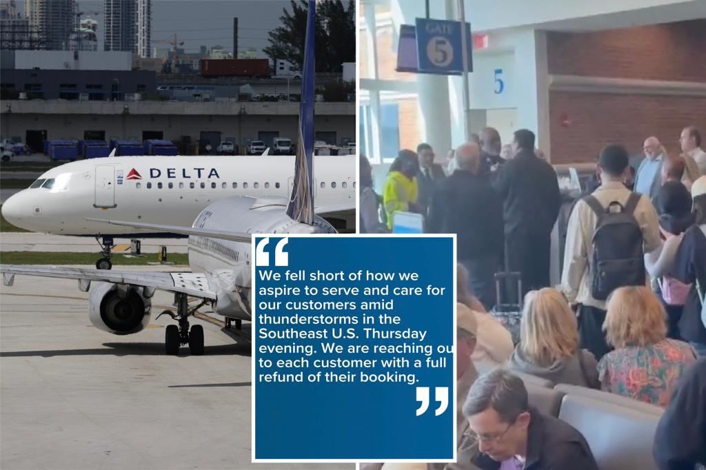 Hundreds of Delta passengers spend night on tarmac after planes diverted to airport with no customs