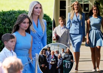 Ivanka Trump and daughter Arabella Rose match in blue for Eagles White House visit