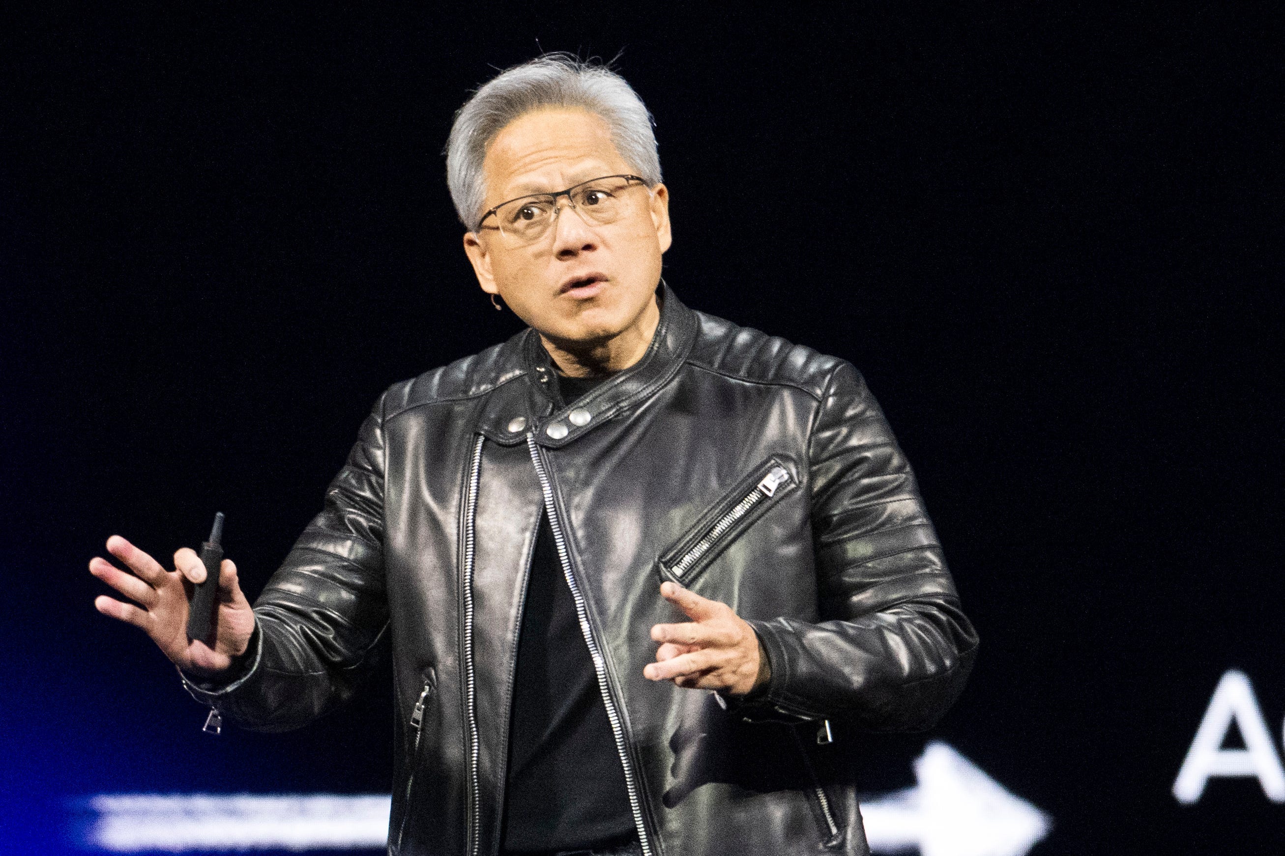Nvidia's CEO Jensen Huang during the keynote address of Nvidia in San Jose, California, on March 18, 2025.