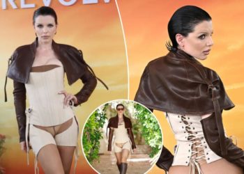 Julia Fox bares her cheeks in cowgirl-inspired chaps at Revolve Festival during Coachella 2025