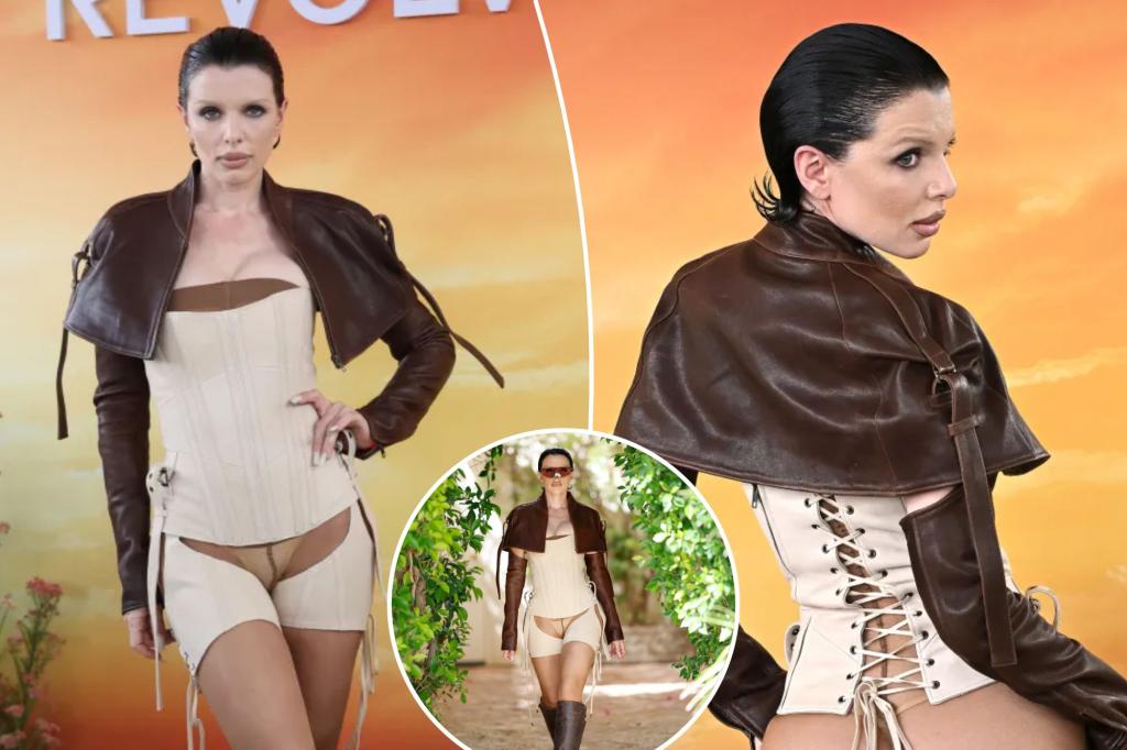 Julia Fox bares her cheeks in cowgirl-inspired chaps at Revolve Festival during Coachella 2025