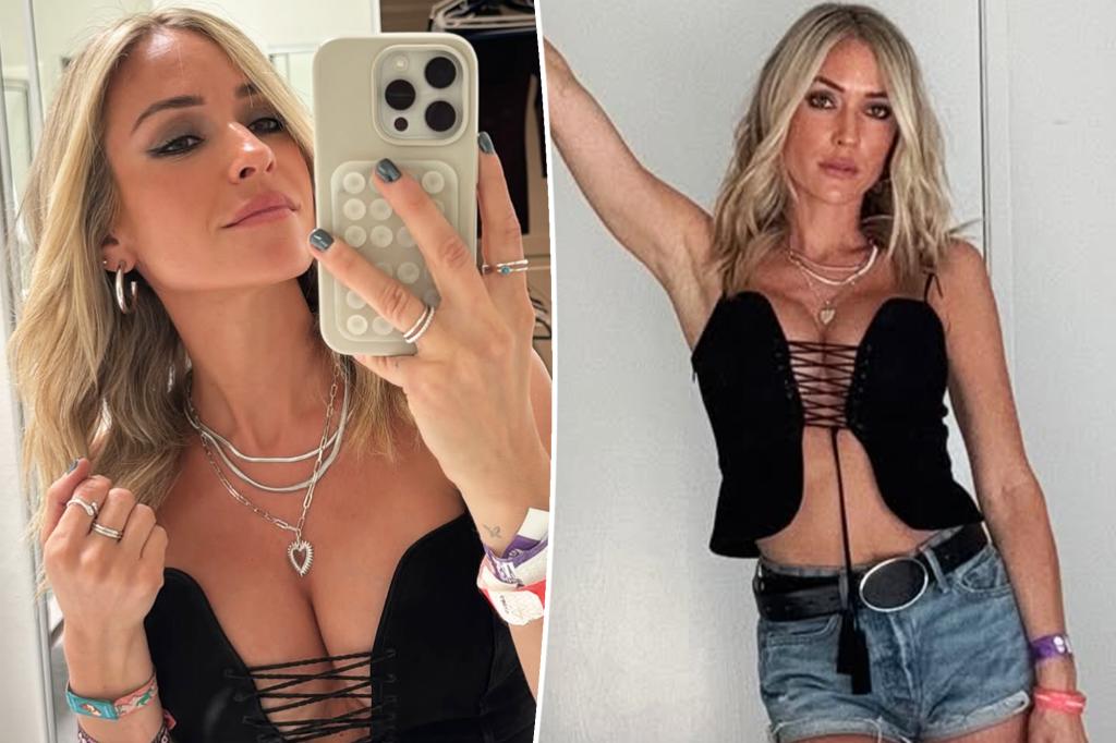 Kristin Cavallari proudly shows off plastic surgery in lace-up bustier at Stagecoach 2025