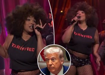 Lizzo takes a swipe at Trump tariffs with cheeky t-shirt during ‘SNL’ performance