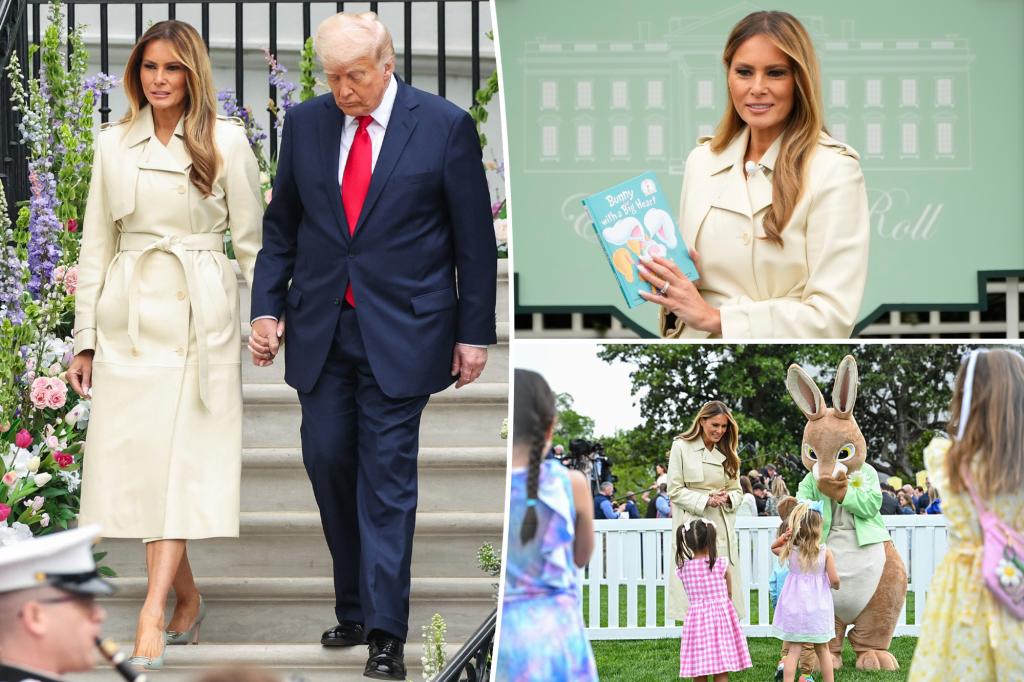 Melania Trump makes rare appearance with Donald at White House Easter Egg Roll