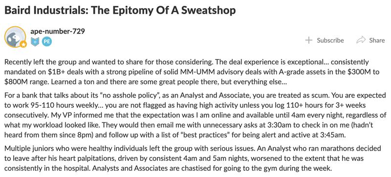 Recently left the group and wanted to share for those considering. The deal experience is exceptional… consistently mandated on $1B+ deals with a strong pipeline of solid MM-UMM advisory deals with A-grade assets in the $300M to $800M range. Learned a ton and there are some great people there, but everything else…

For a bank that talks about its “no asshole policy”, as an Analyst and Associate, you are treated as scum. You are expected to work 95-110 hours weekly… you are not flagged as having high activity unless you log 110+ hours for 3+ weeks consecutively. My VP informed me that the expectation was I am online and available until 4am every night, regardless of what my workload looked like. They would then email me with unnecessary asks at 3:30am to check in on me (hadn’t heard from them since 8pm) and follow up with a list of “best practices” for being alert and active at 3:45am.

Multiple juniors who were healthy individuals left the group with serious issues. An Analyst who ran marathons decided to leave after his heart palpitations, driven by consistent 4am and 5am nights, worsened to the extent that he was consistently in the hospital. Analysts and Associates are chastised for going to the gym during the week.

On one project, every night was determined by my VP’s gambling. The guy bet tens of thousands of dollars nightly. If he cashed a parlay, I was in good shape… if he lost $25K on the Pirates, he would work us until the sun rose on tasks that never saw the light of day.

The protected Saturday policy was never enforced. If anyone ever complained, the seniors would remind us of how bad it used to be… and if you logged that you worked on Saturday, the lead MD on that deal would then call to scream at you for embarrassing them and chastise you for recording it, as “everyone knows the rules don’t apply to our group”.

Pay is sub-par. You can look at the various surveys, but the junior pay is well below street. They take care of their best guys, but everyone else gets pennies. On an hourly basis, I look like a Wendy’s employee.

Run for the hills… some groups get better as time passes, but this is a truly awful place to work. The group heads could not care less about you as a human being and see everyone as replaceable. They’ll burn you, replace you and trash you on the way out.