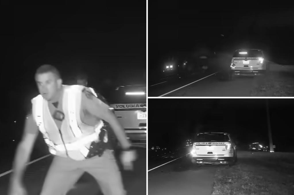 Shocking video captured moment Florida cops dodged death as high-speed car rammed police cruiser