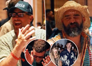 Travis Kelce re-emerges without Taylor Swift for boys’ night with Justin Timberlake, brother Jason in Las Vegas