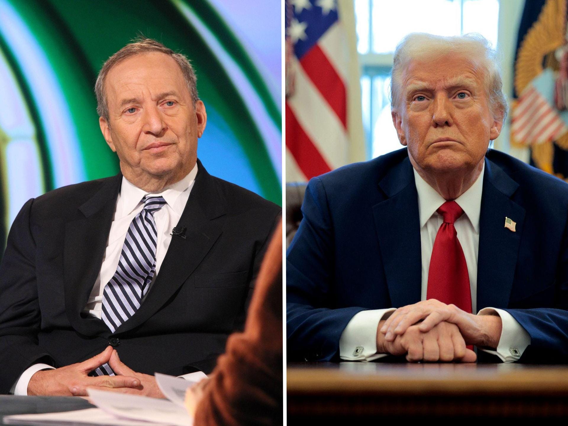 A composite image of Former Treasury Secretary Larry Summers (left) and President Donald Trump (right).