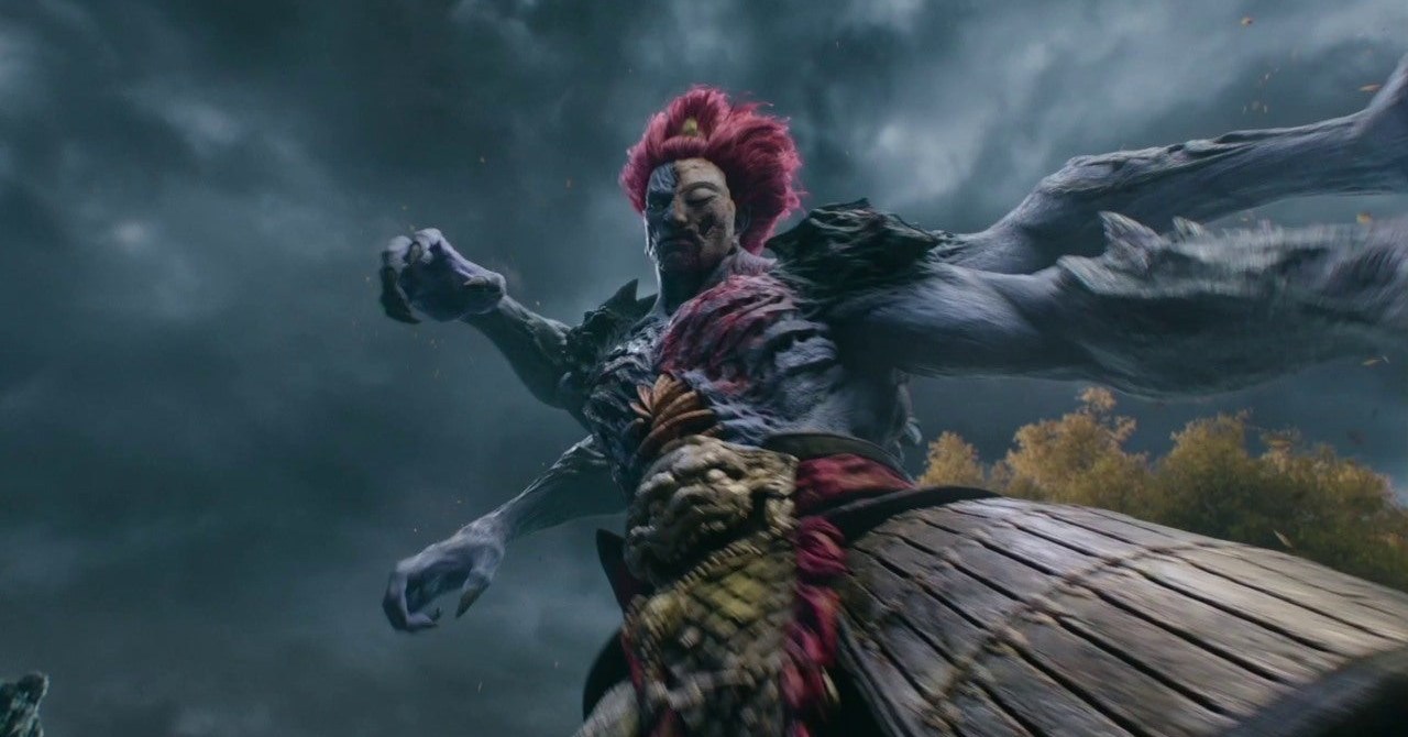 a hulking four-armed giant lurches back to strike