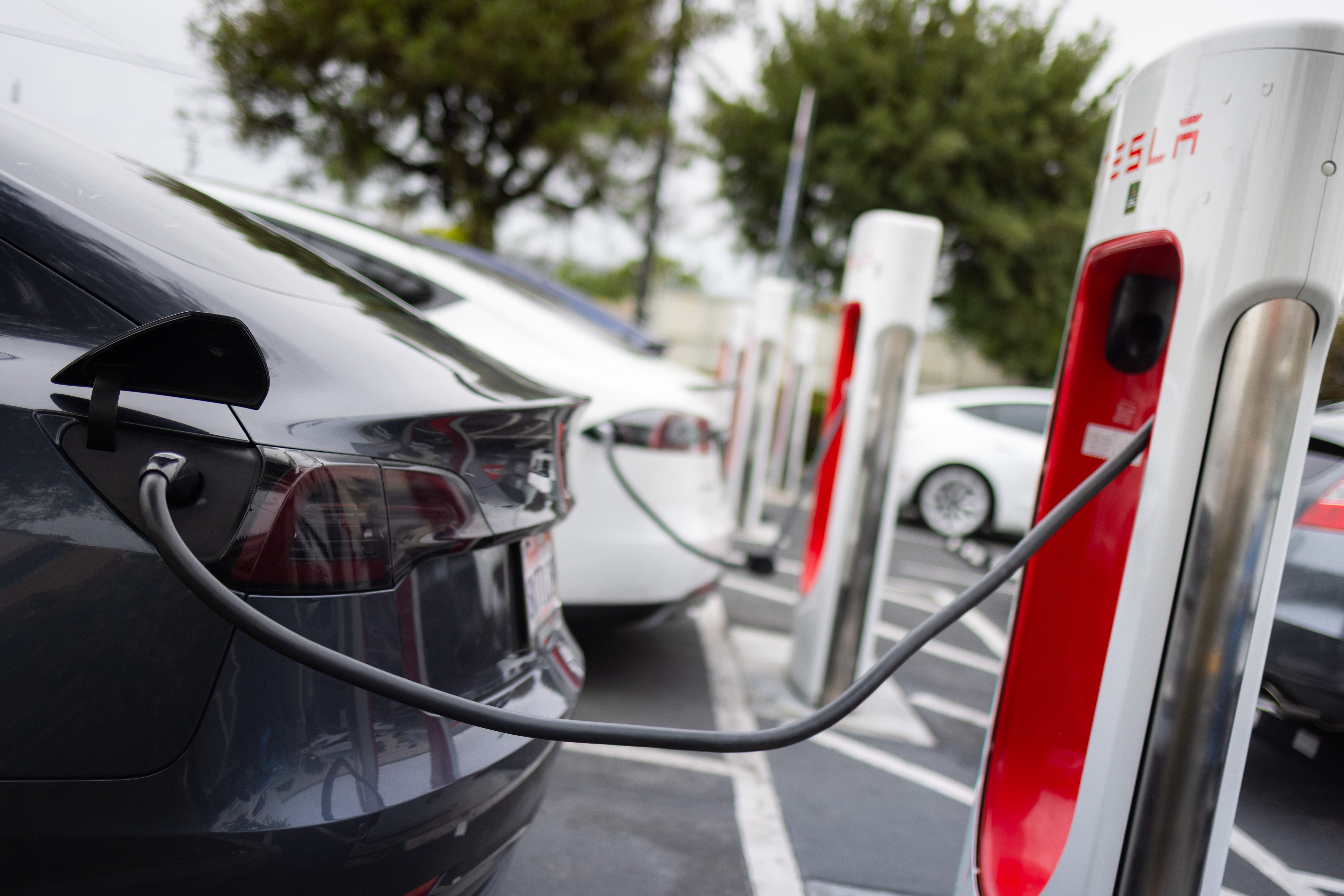 A Tesla supercharger in California.