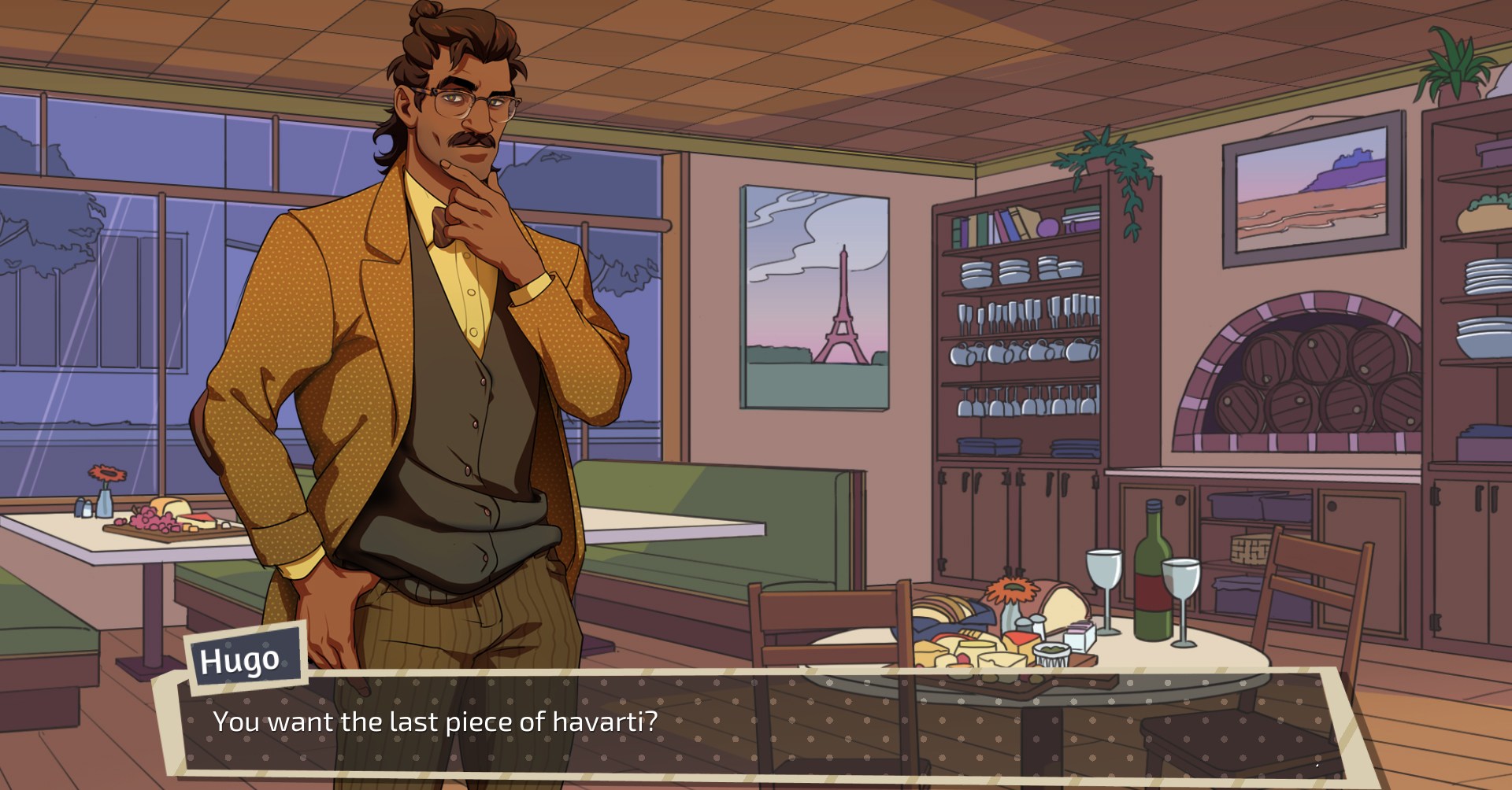 Hugo talks to the daddy player during a date