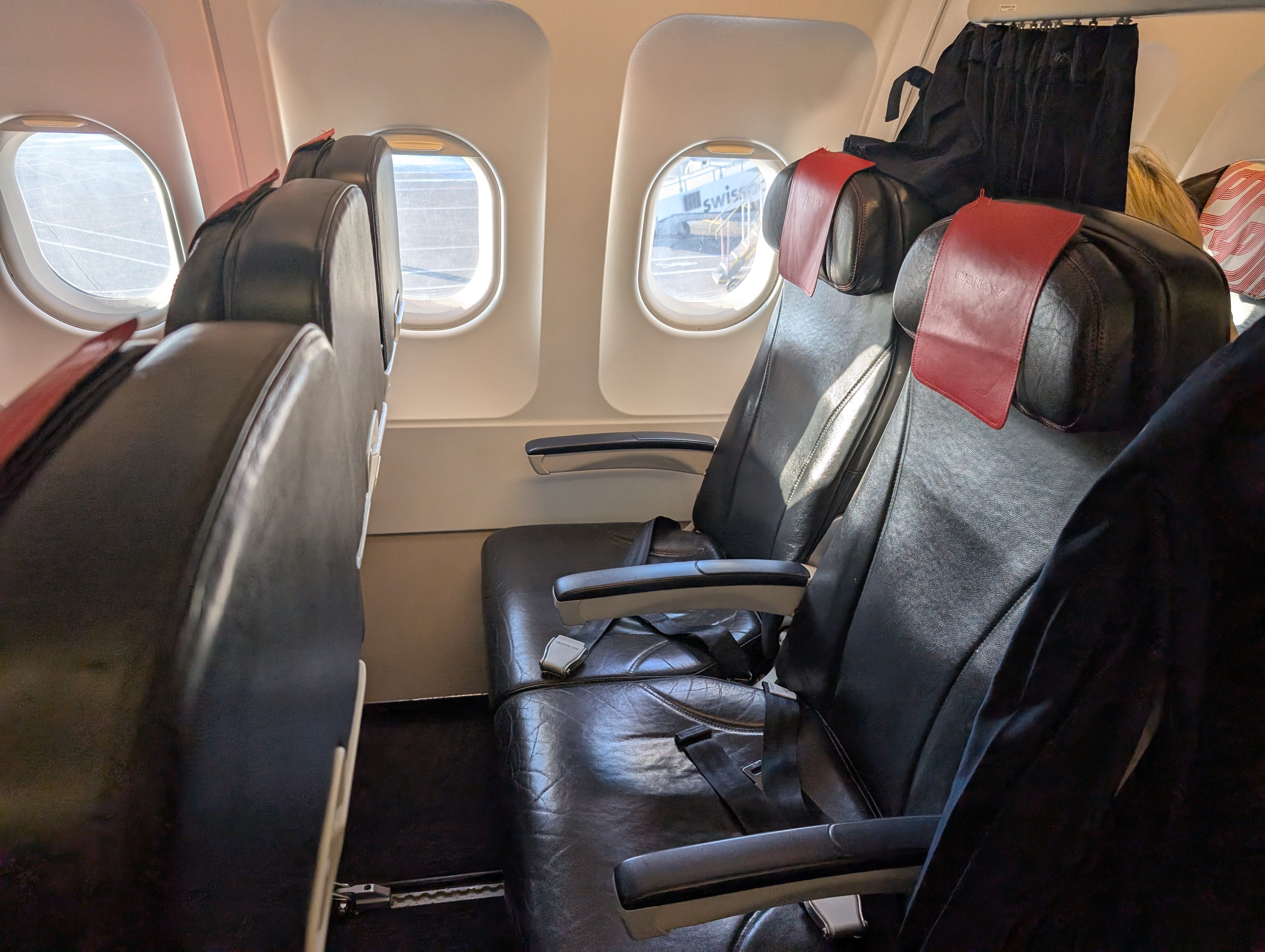 Business class leather seats on Air France plane