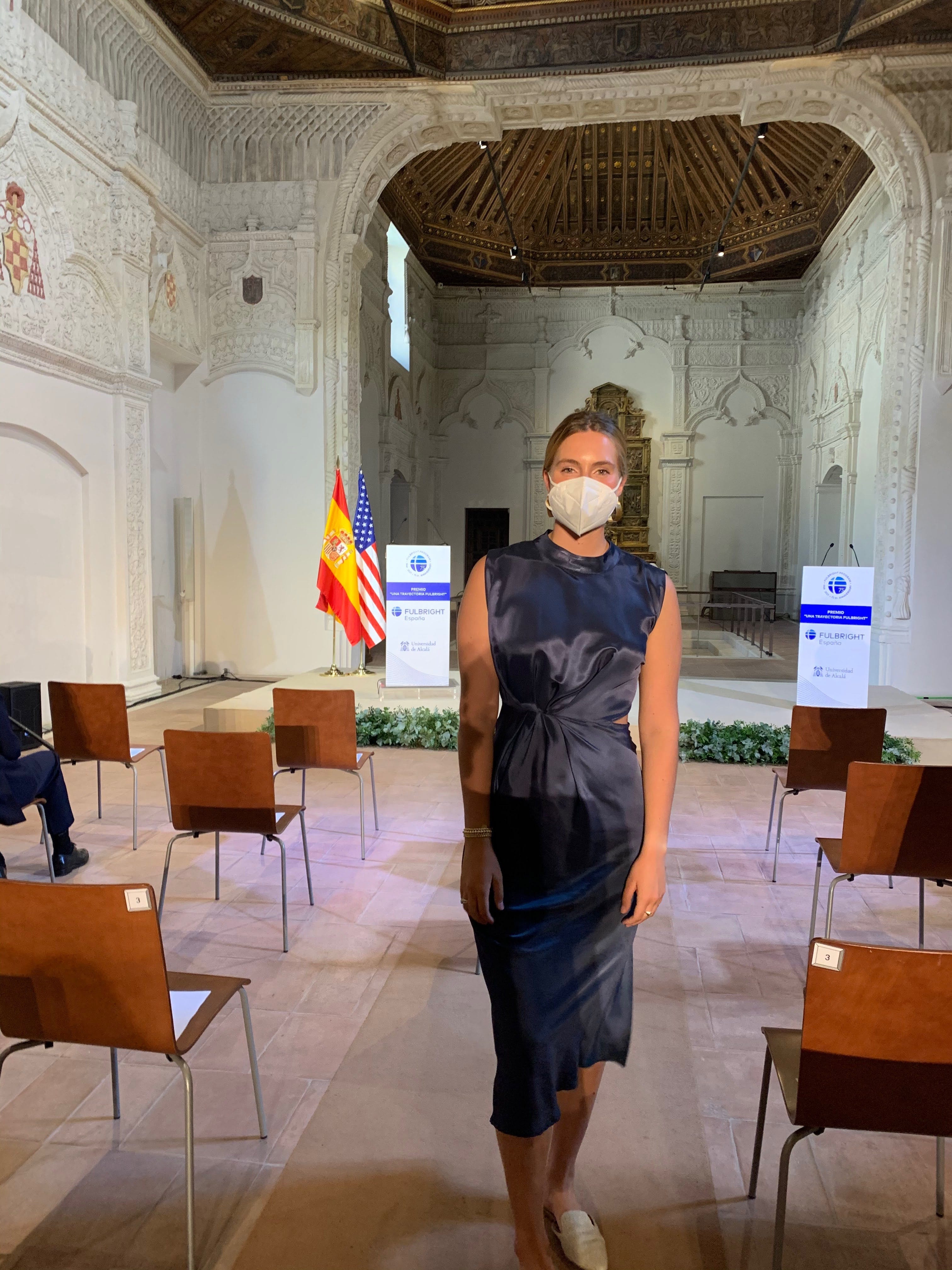 Woman standing at a Fulbright awards ceremony